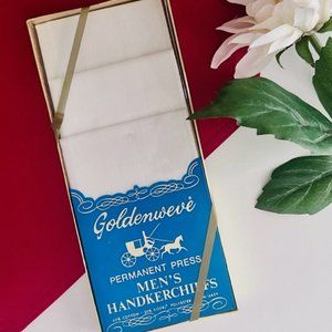Goldenweve Permanent Press Men's White Handkerchiefs Box of 3 -  New Vintage